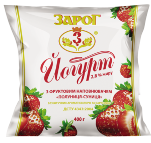 Йогурт питний ЗАРОГ полуниця-суниця, 2,8%, 400 г